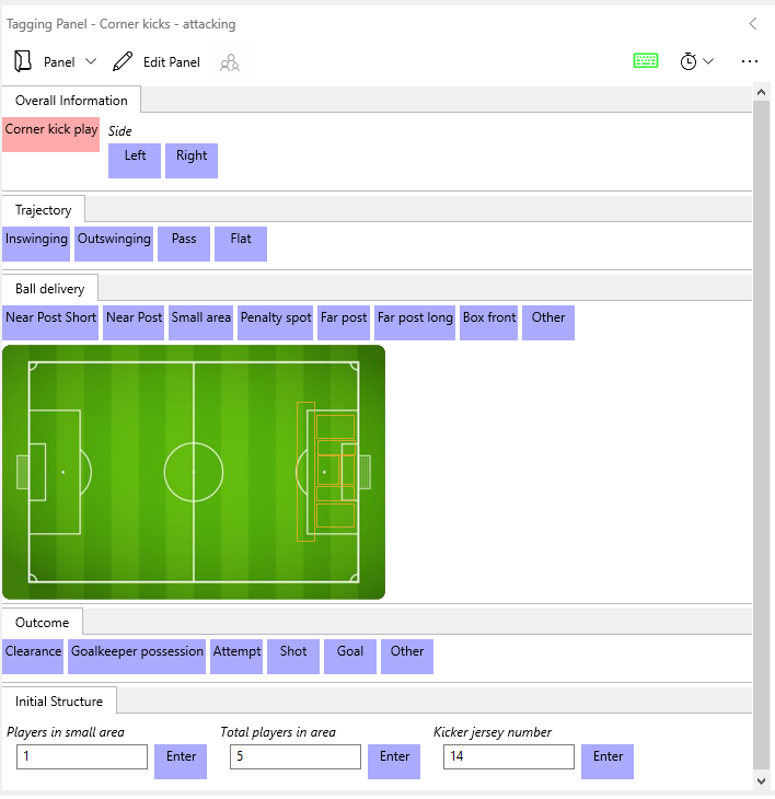 DartFish attacking corner kicks tagging panel